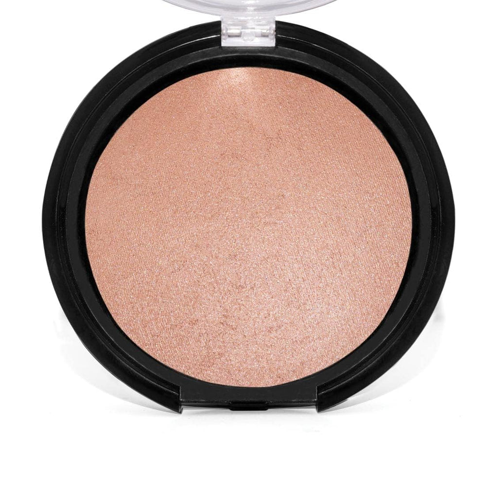 Palladio bronzer open with brush demonstrating easy pick-up and application