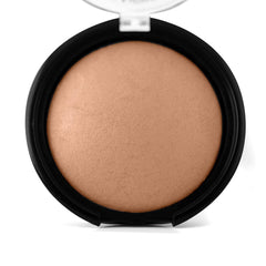 Palladio close-up texture of baked bronzer highlighting smooth, finely milled shimmer