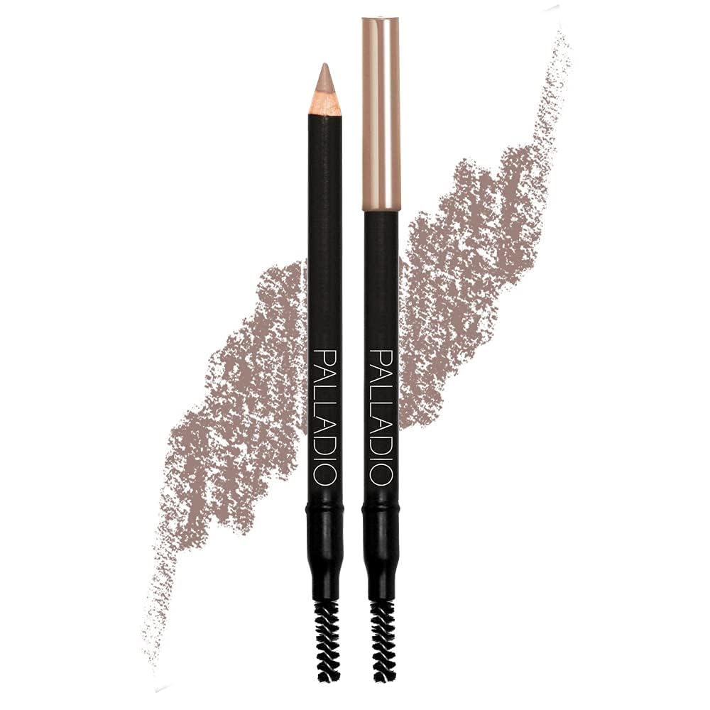 Palladio front view of blonde brow pencil showing sleek packaging and easy grip