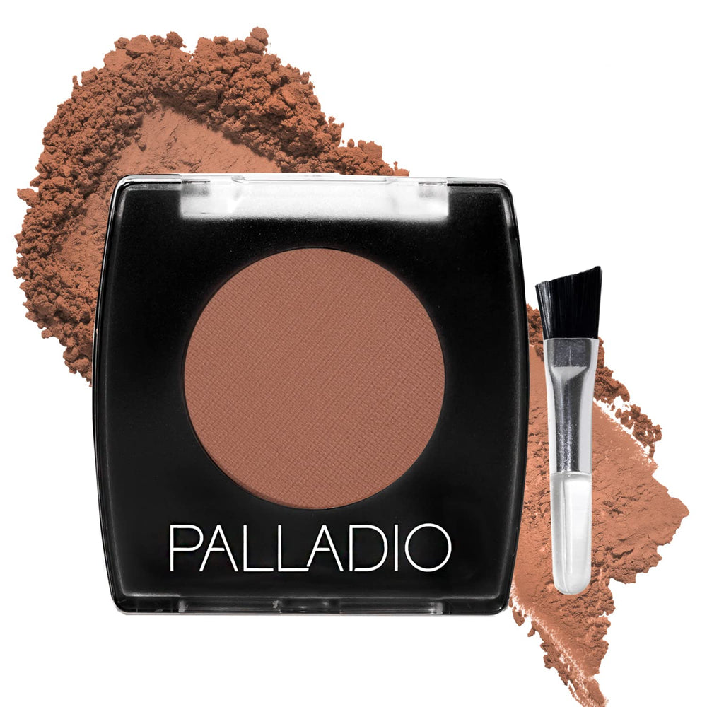 Palladio compact front view showing auburn shade and travel-ready size benefit