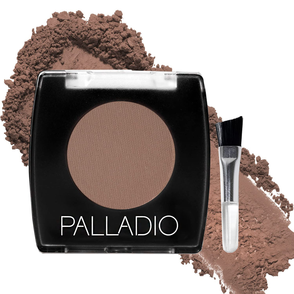 Palladio compact front view showing soft brown shade and travel-ready benefit