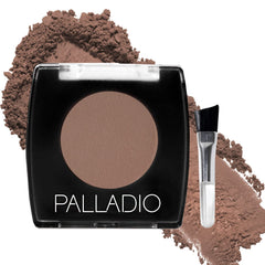 Palladio compact front view showing soft brown shade and travel-ready benefit