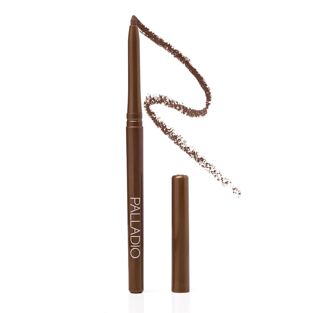Palladio brownie front packaging shows sleek twist-up pencil and color