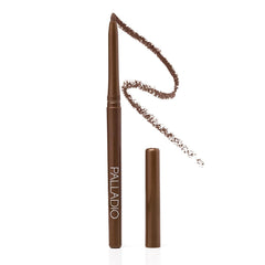 Palladio brownie front packaging shows sleek twist-up pencil and color