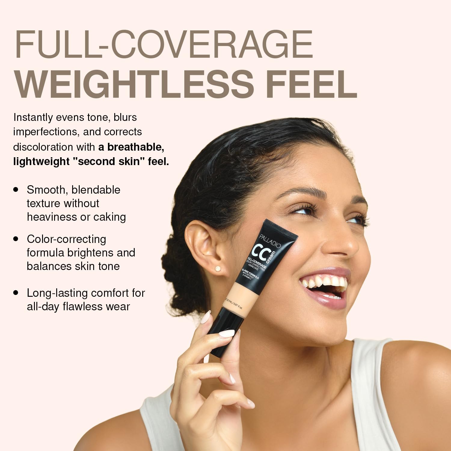 Palladio before and after face comparison illustrating reduced redness and even tone