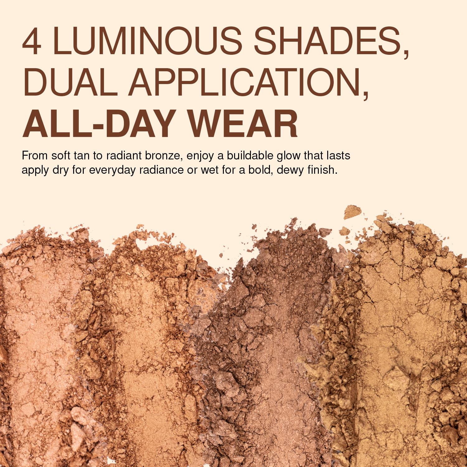 Palladio dry application swatch showing natural warm glow and buildable coverage