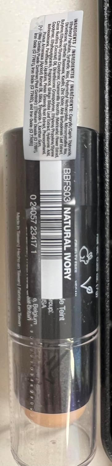 Palladio foundation stick on bathroom counter with brush showing daily routine use