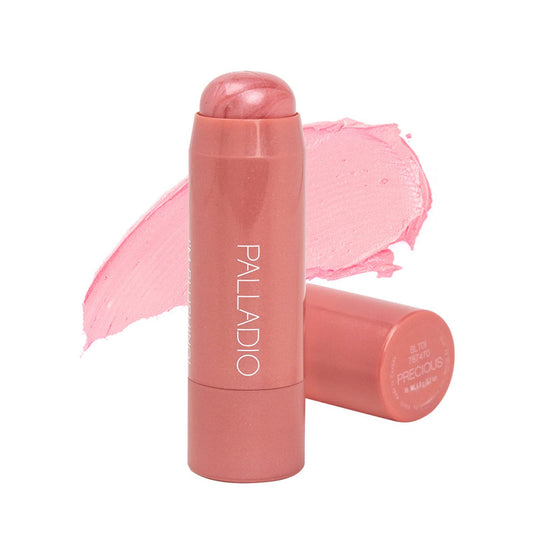Palladio front packaging of multi-stick showing sleek tube and shade name for easy choice