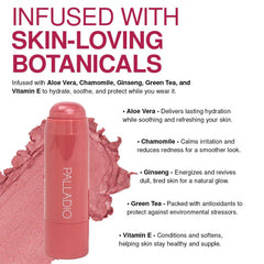 Palladio I'm Blushing applied to apples of cheeks demonstrating natural flush benefit