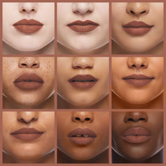 Palladio applied on lips demonstrating Mocha Cream natural matte finish