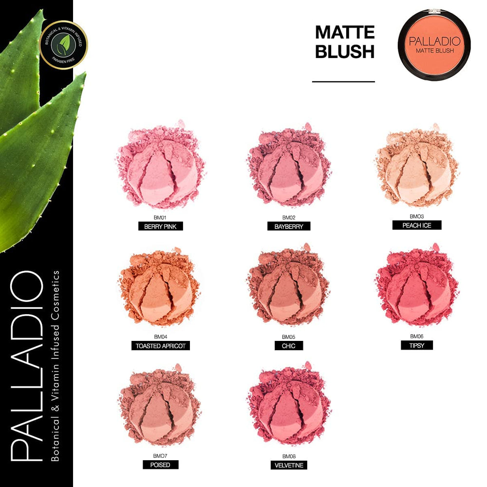 Palladio blush being applied with brush demonstrating effortless blending benefit