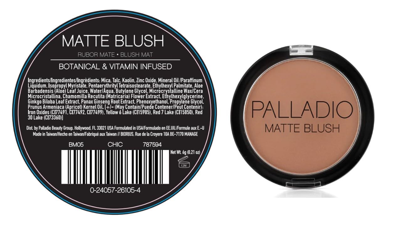 Palladio compact inside a handbag staged for travel showing convenient touch-up benefit
