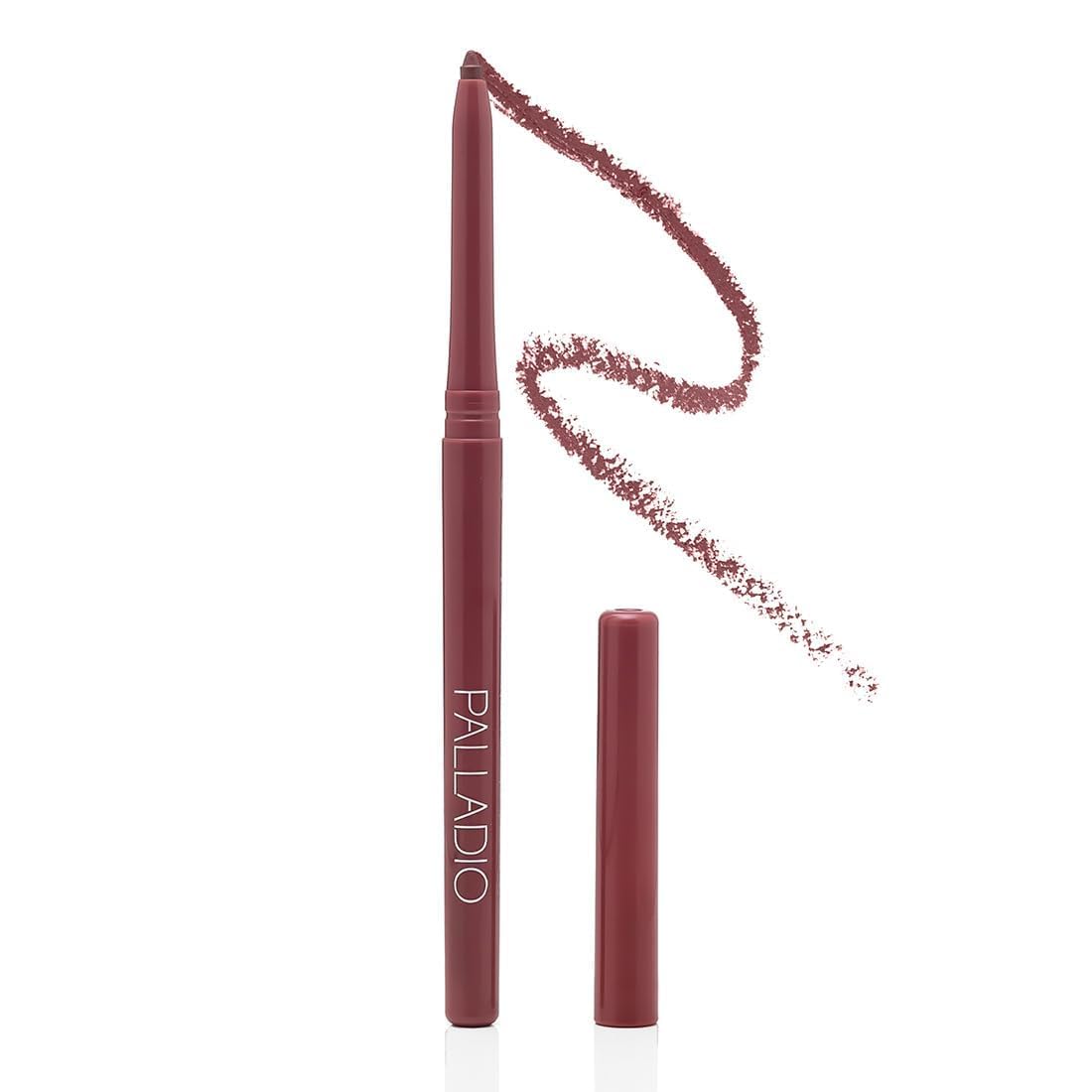 Palladio front view of plum retractable lip liner shows slim design and color