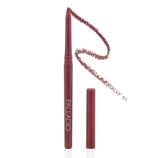 Palladio front view of plum retractable lip liner shows slim design and color