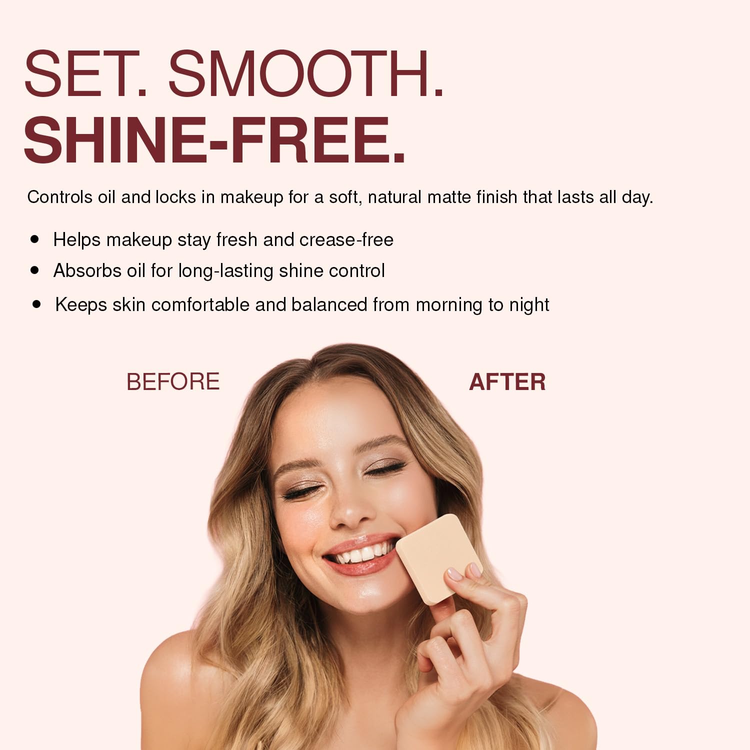 Swatch of Palladio powder on skin showing natural matte benefit