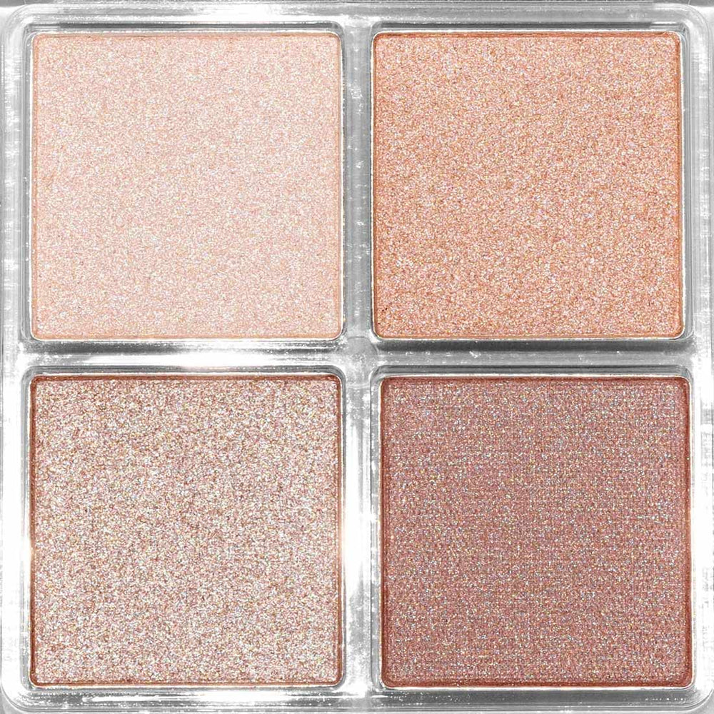 Palladio quad opened flatlay showing shade arrangement and portability for travel convenience