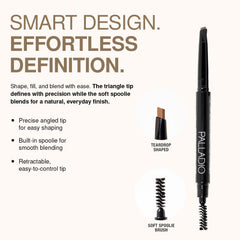Palladio spoolie brush detail blends pigment and grooms hairs for a natural finish
