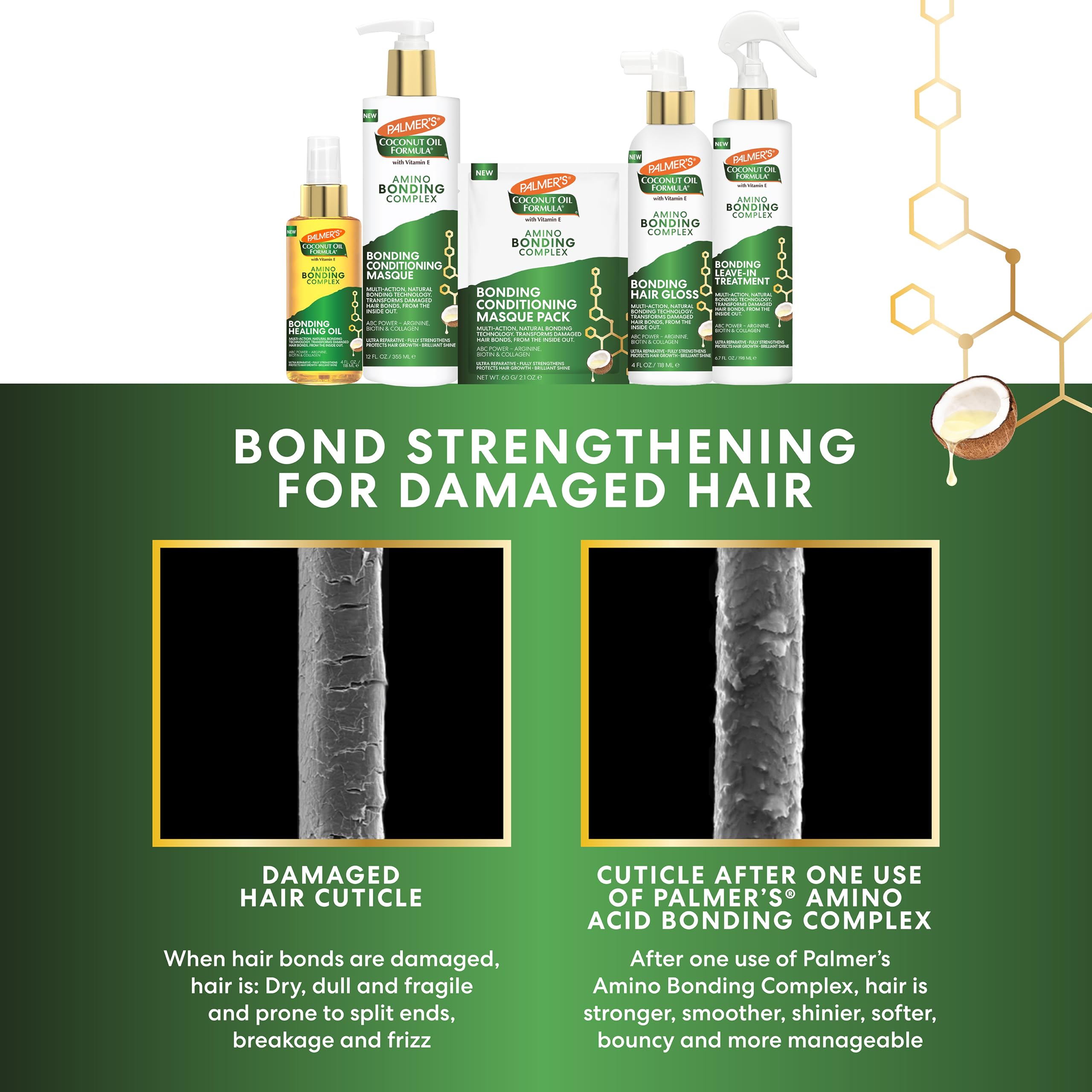 Palmer's bottle with styling tools illustrating heat protection up to 450°F