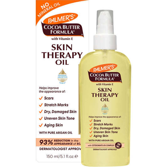 Palmer's bottle front view showing label and benefits for hydrated skin