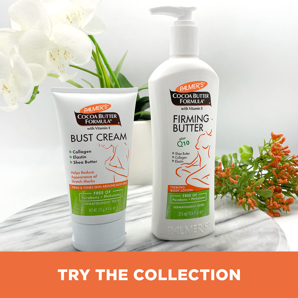 Palmer's tube next to a hand showing 4.4 oz size for travel-friendly convenience