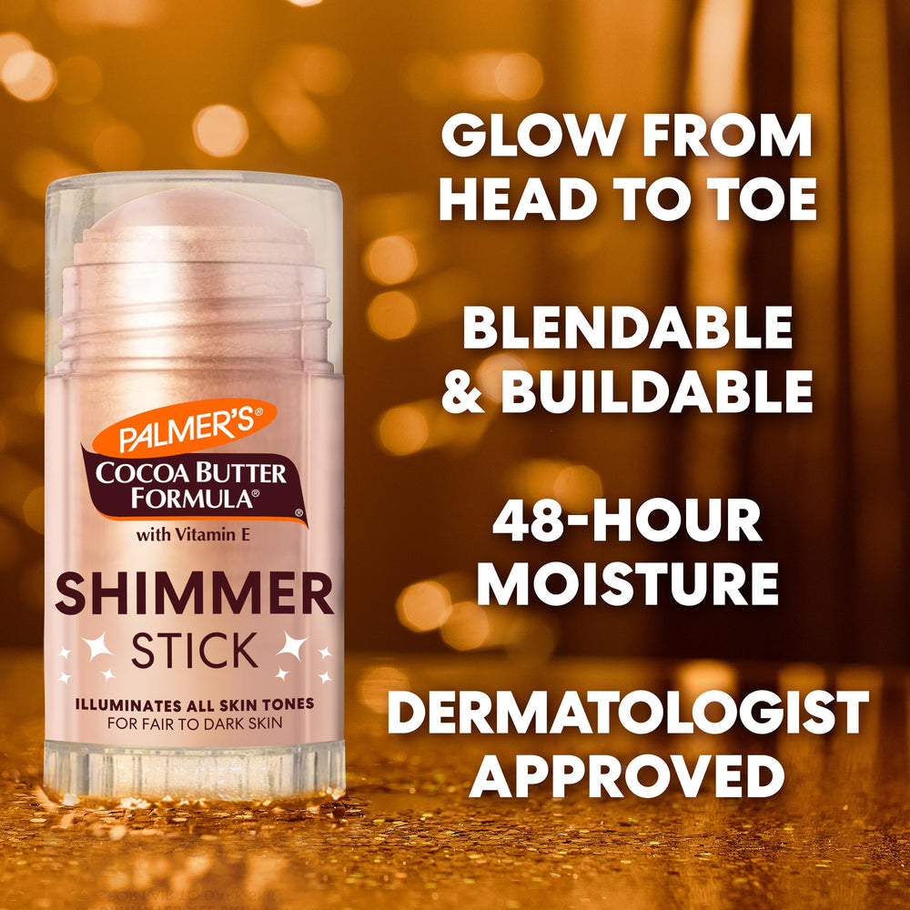Palmer's cheek highlight in use creating subtle radiance and natural-looking sheen