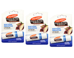 Palmer's lip balm front packaging showing three tubes and benefits