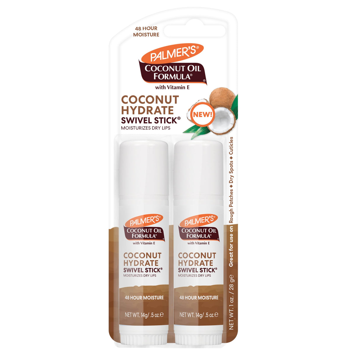 Palmer's swivel stick front packaging showing twin pack and product benefit