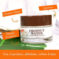 Palmer's ingredient label highlighting coconut water and hyaluronic acid benefits