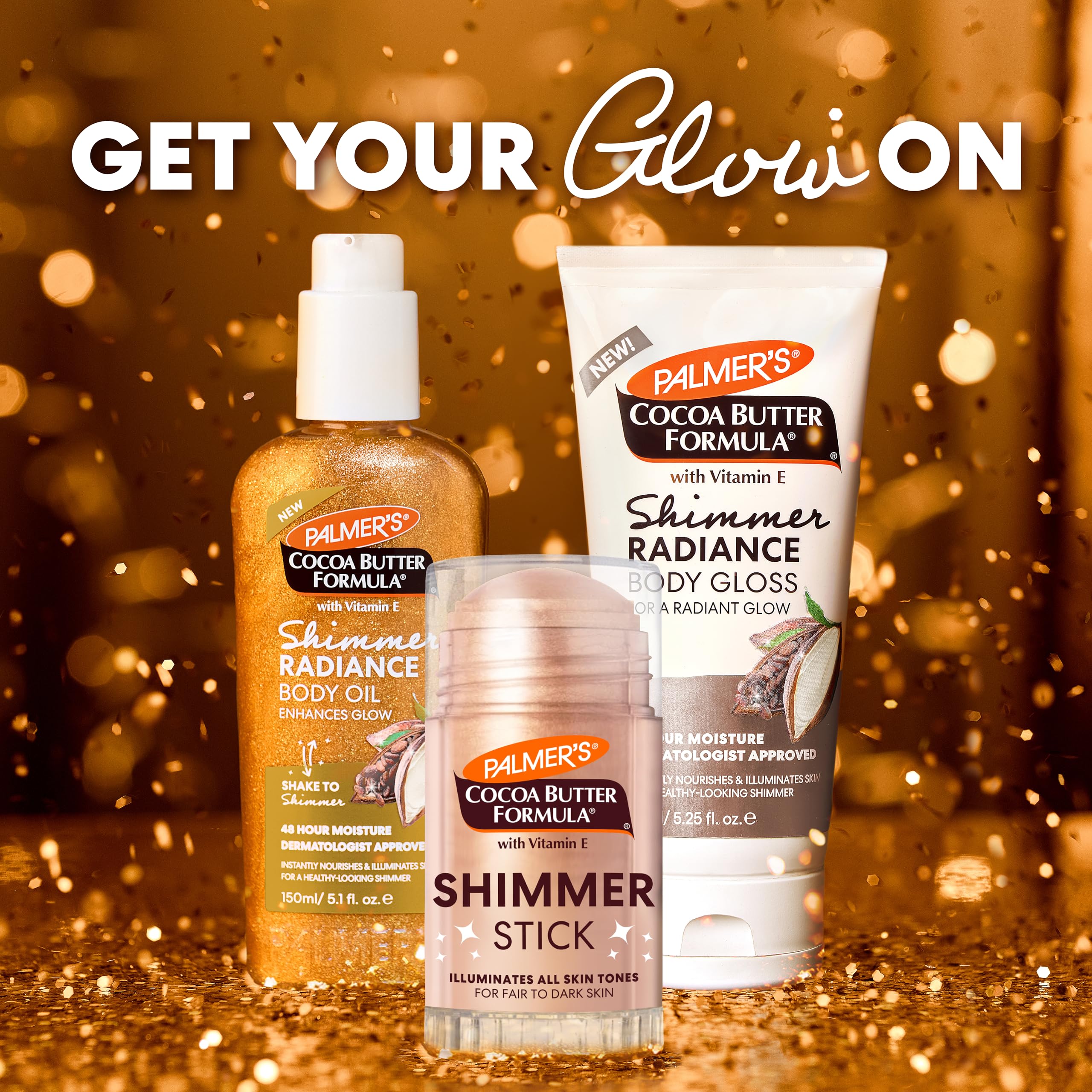 Palmer's comparison over lotion application showing enhanced glow and lasting moisture