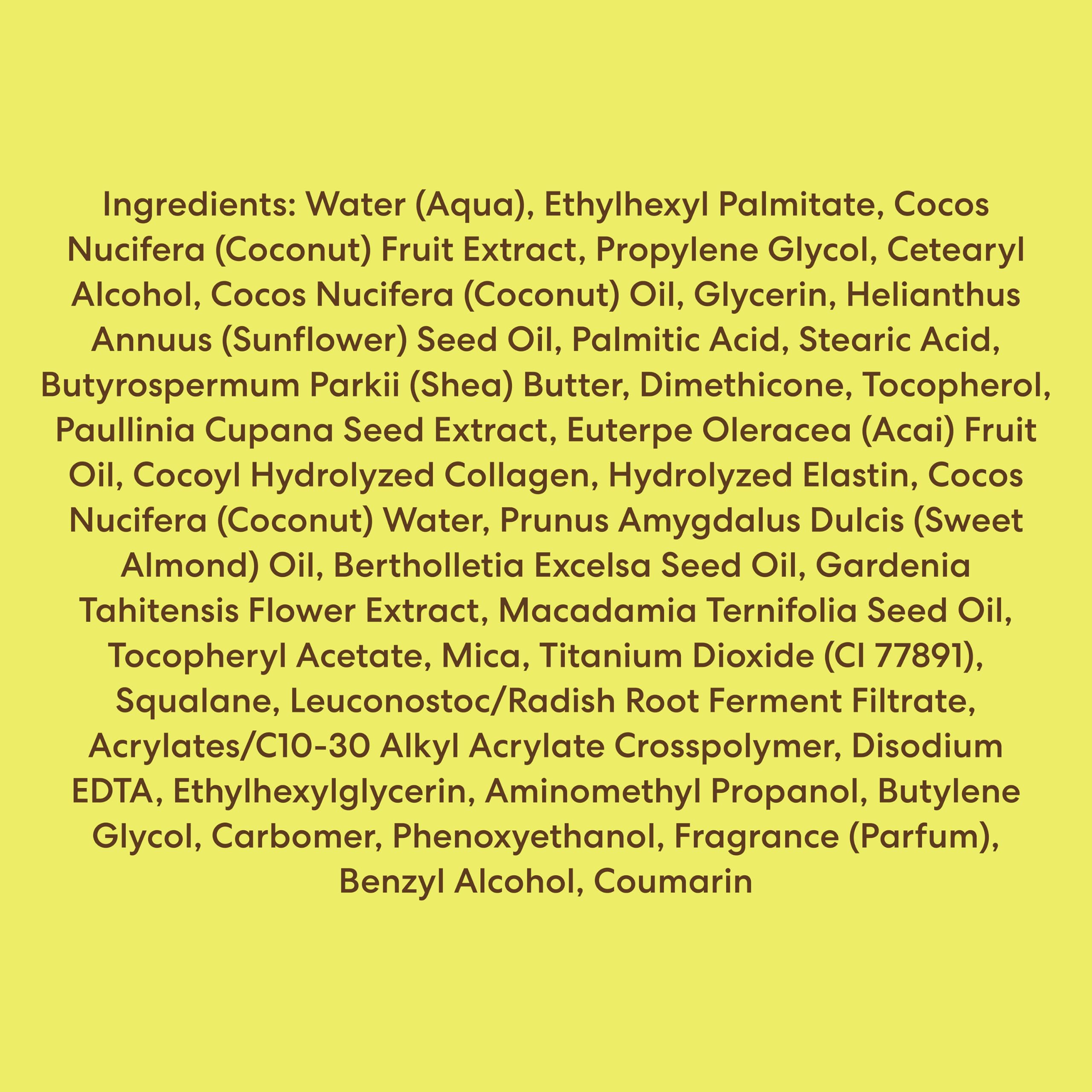 Palmer's ingredient label close-up highlighting coconut oil and vitamin E benefit