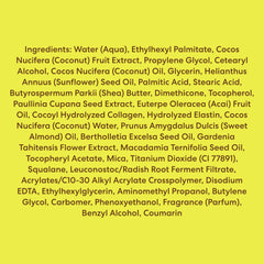 Palmer's ingredient label close-up highlighting coconut oil and vitamin E benefit