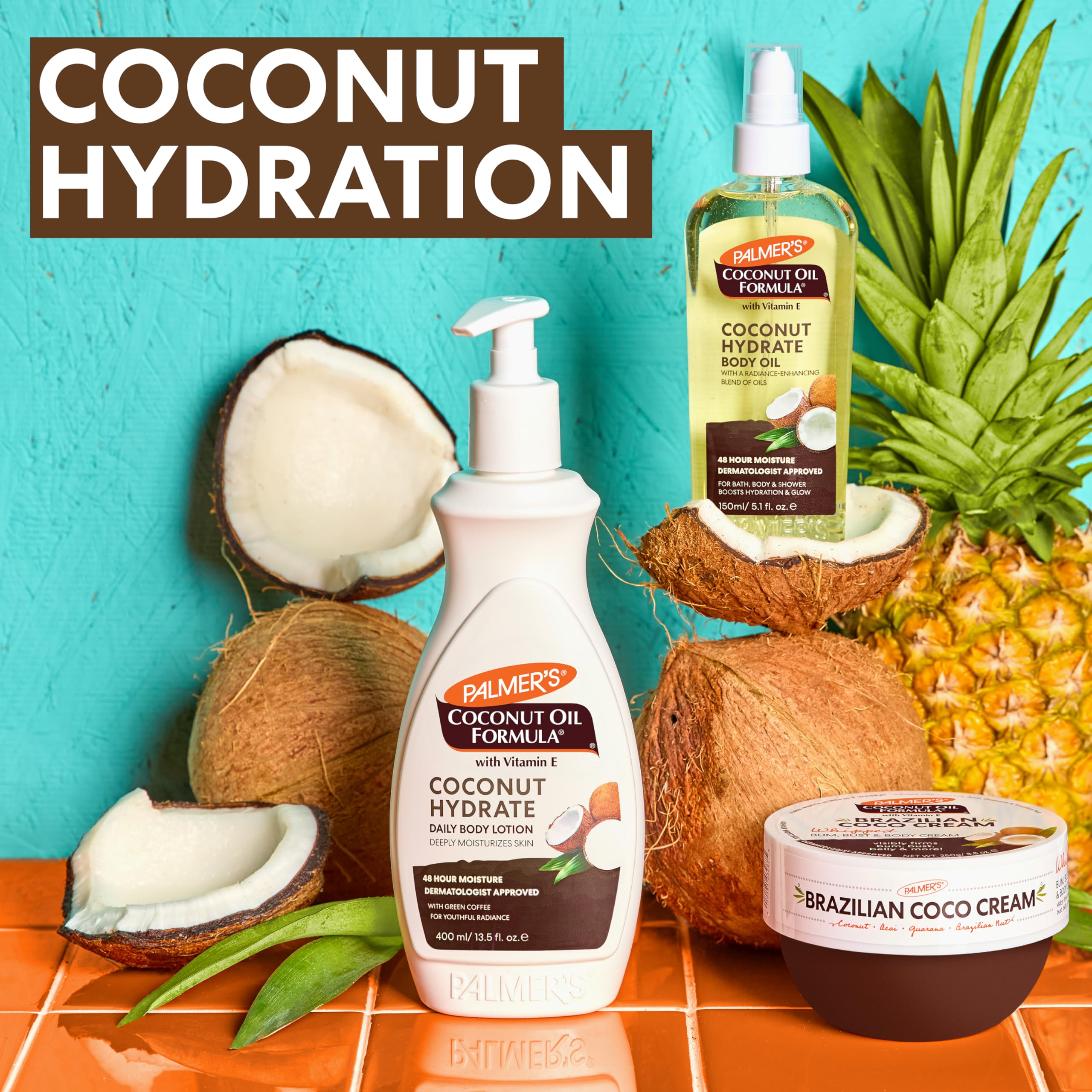 Palmer's jar on a tropical towel setting evoking summer scent and revitalizing benefit