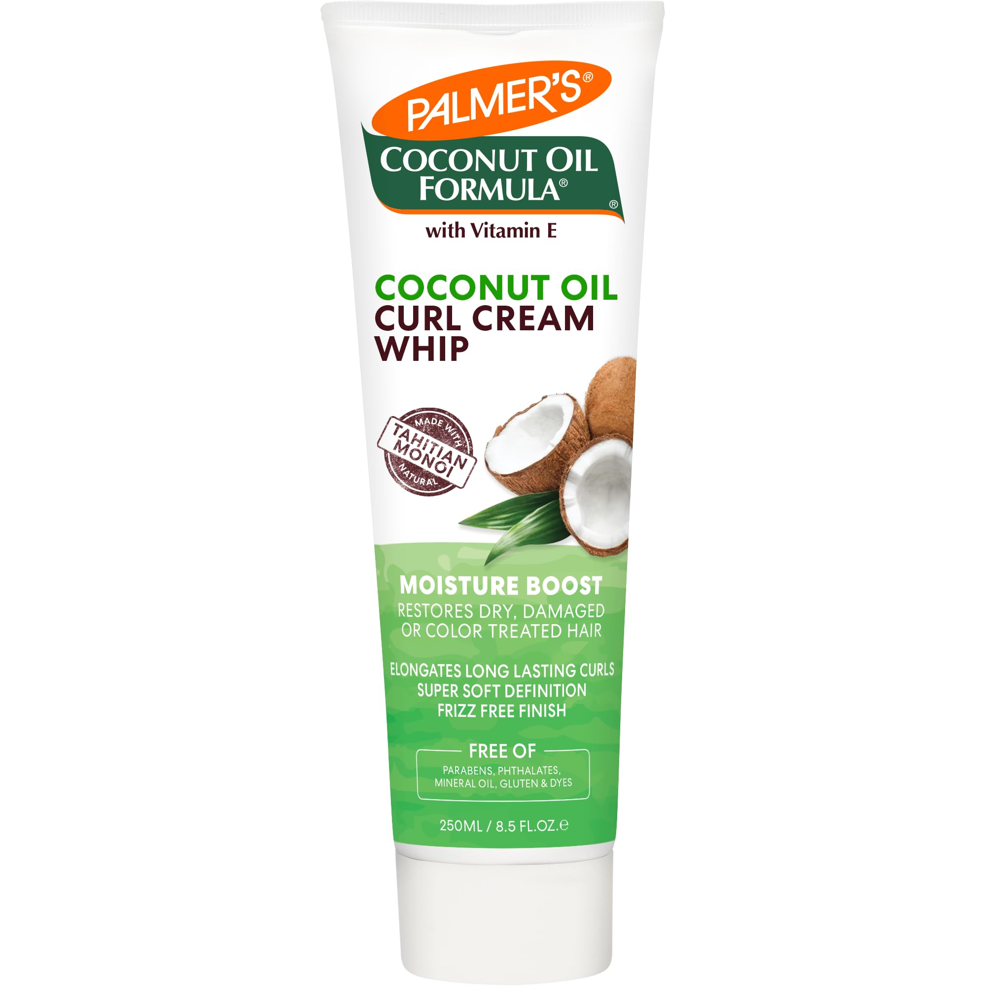 Palmer's front packaging of Curl Whip cream showing product and benefits