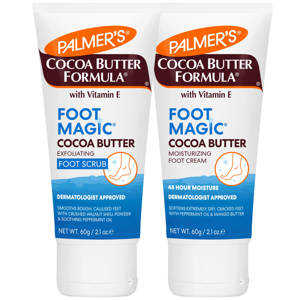 Palmer's Foot Magic front view showing both scrub and cream, soothing hydration