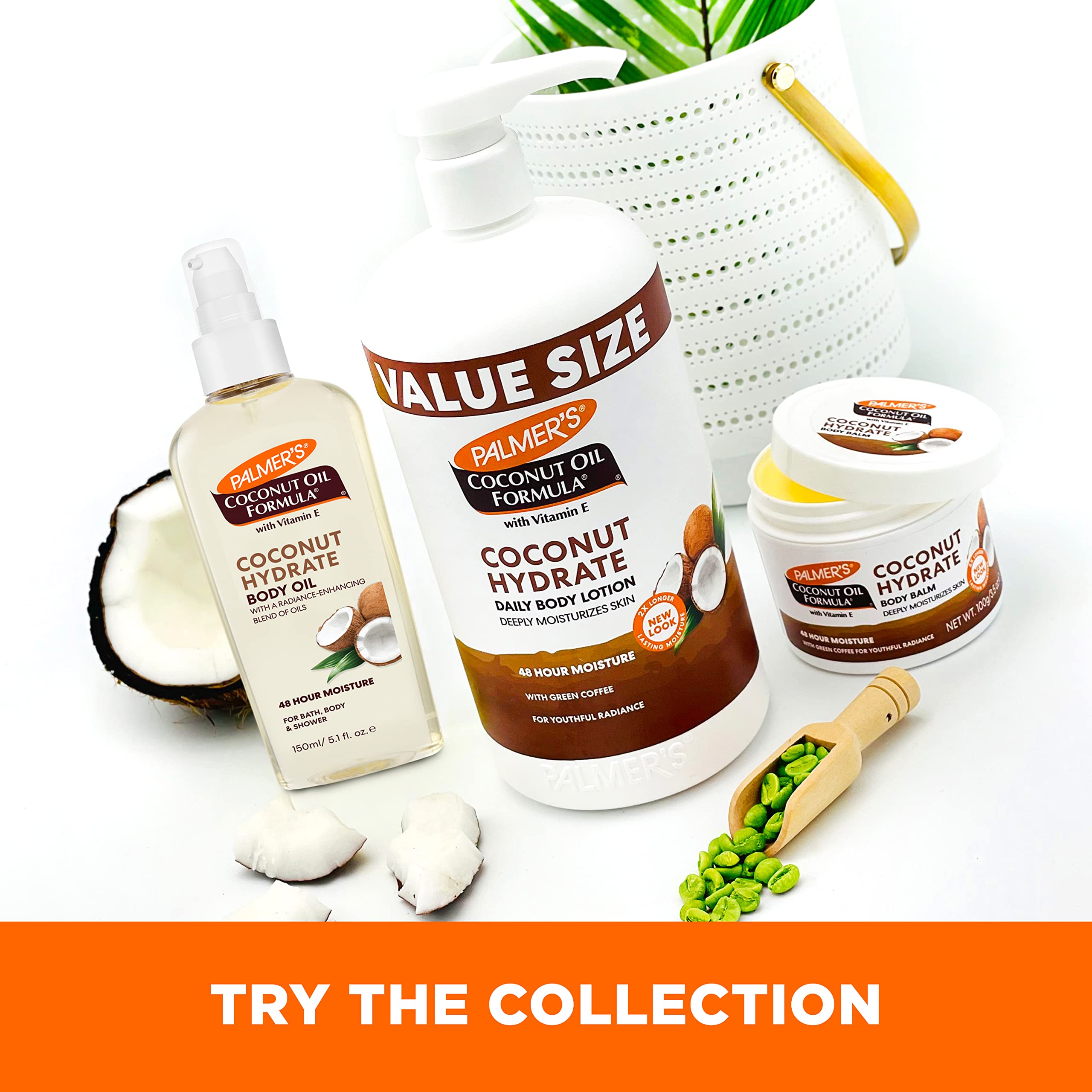 Palmer's bottle on bathroom shelf in lifestyle scene for daily routine benefit
