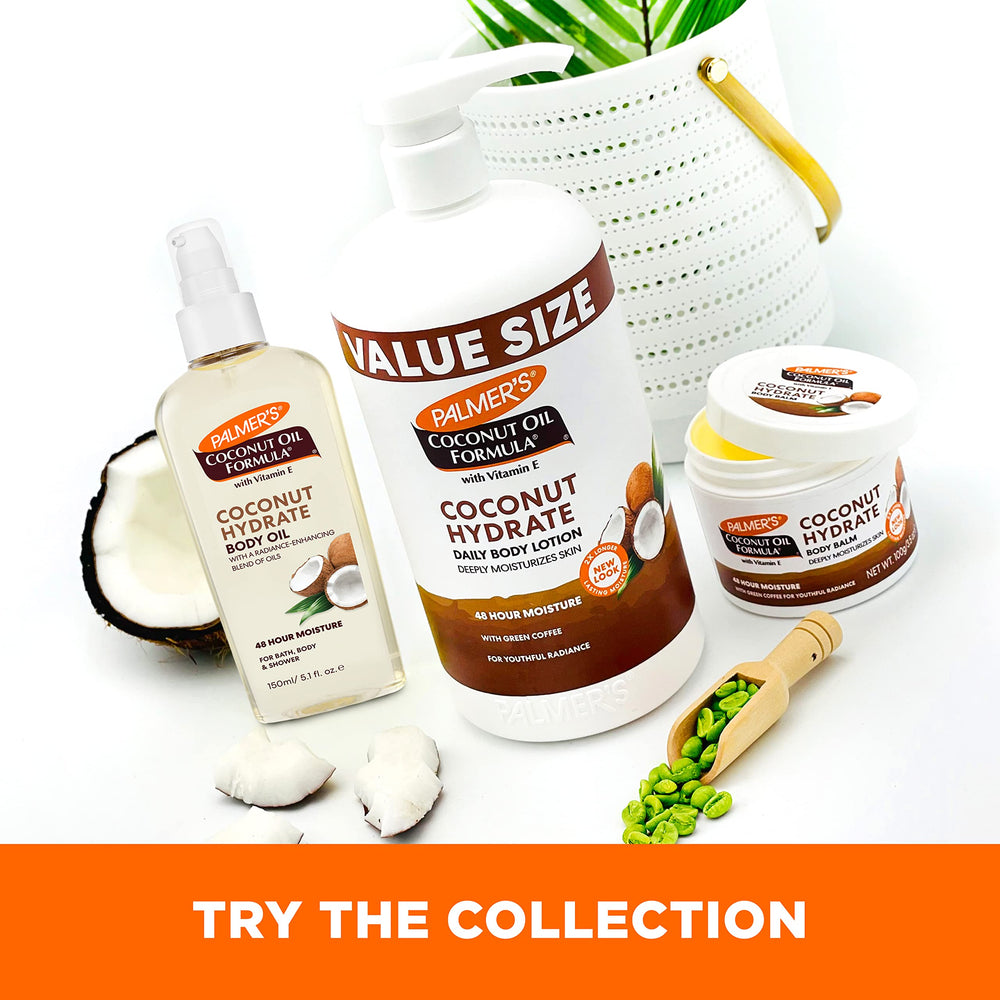 Palmer's bottle on bathroom shelf in lifestyle scene for daily routine benefit