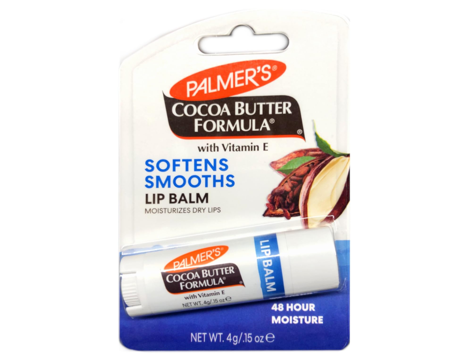 Palmer's lip balm texture close-up highlighting smooth cocoa butter finish for softening