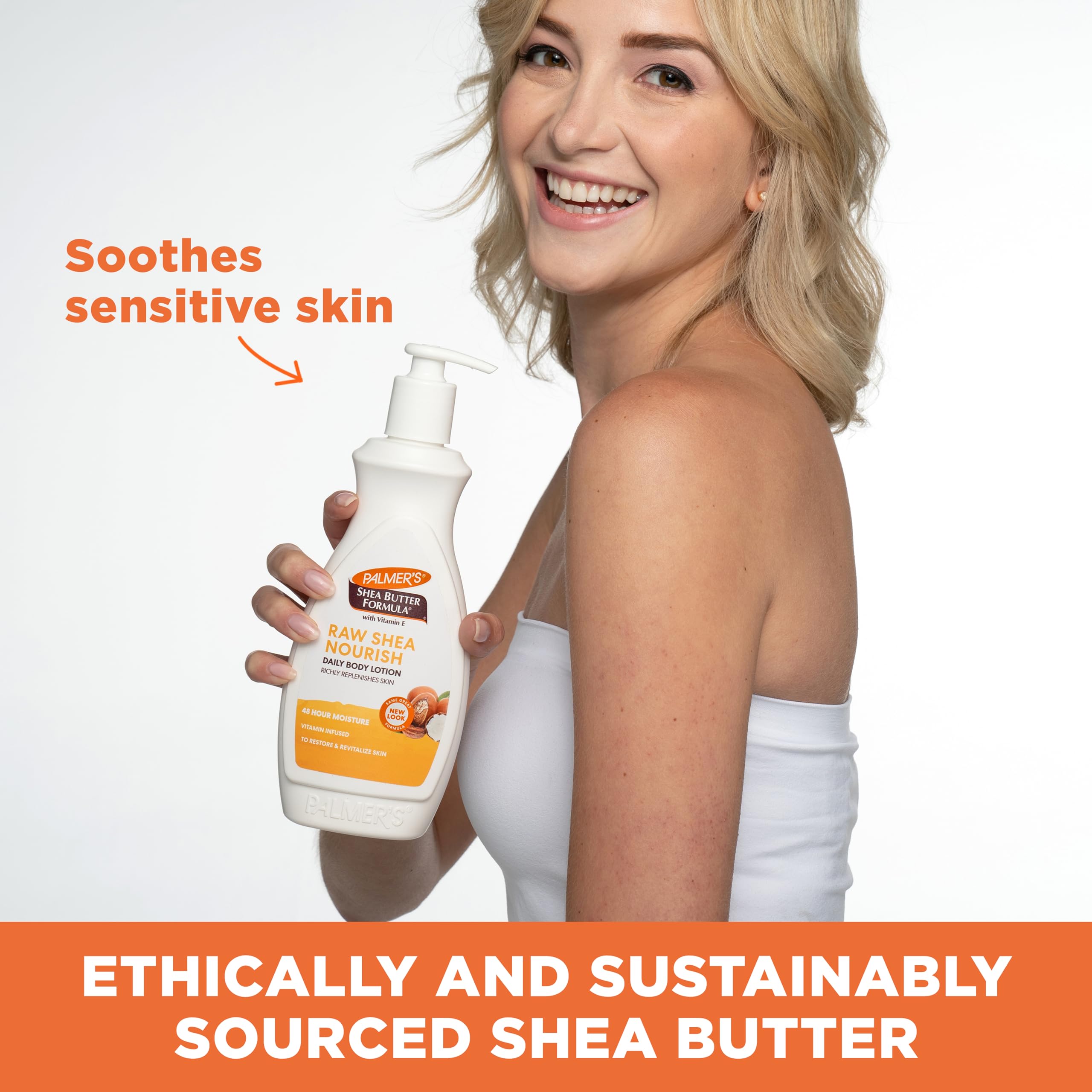 Palmer's lotion smoothed on elbow showing visible softening benefits