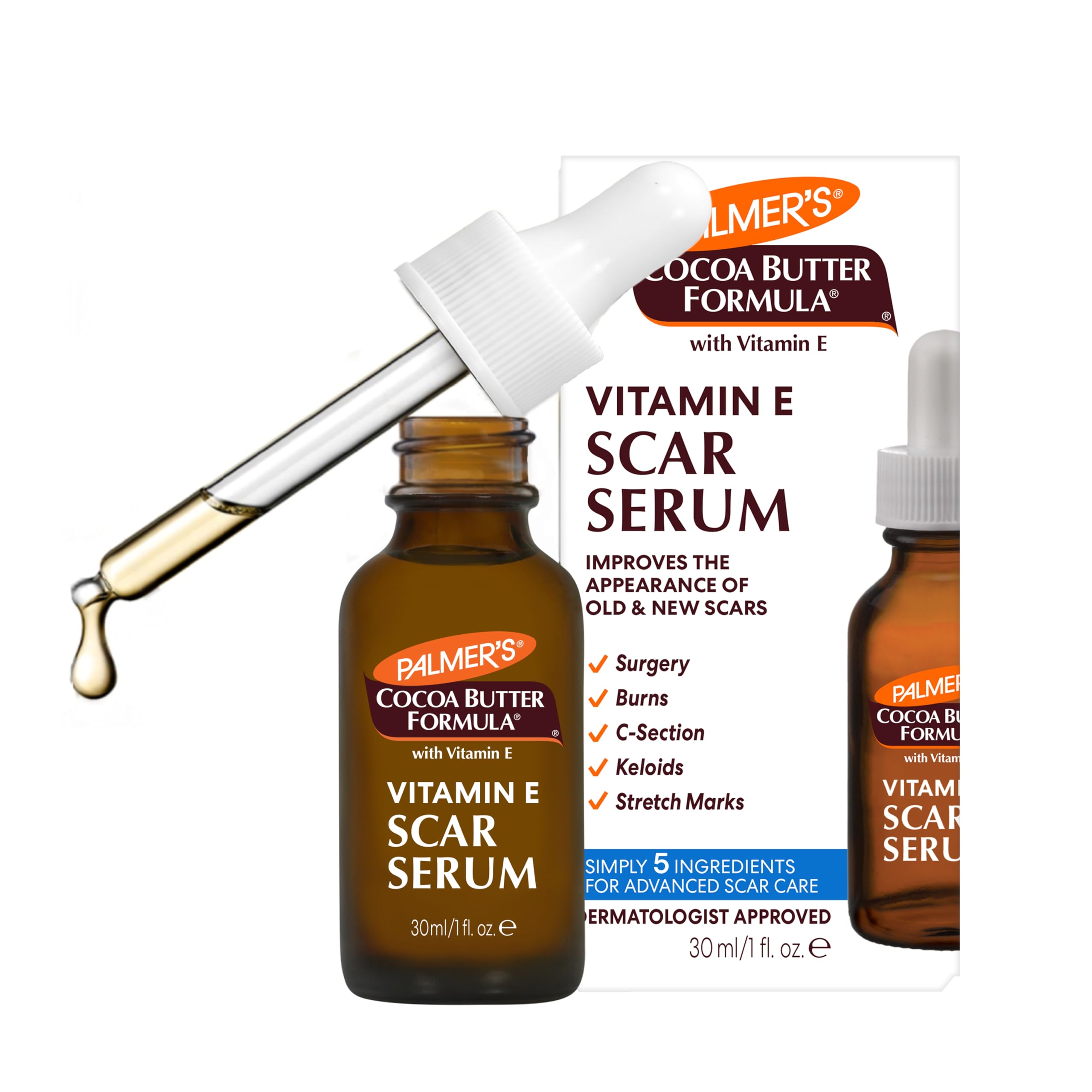 Palmer's front bottle view showing label and 1 fl oz size for clear identification