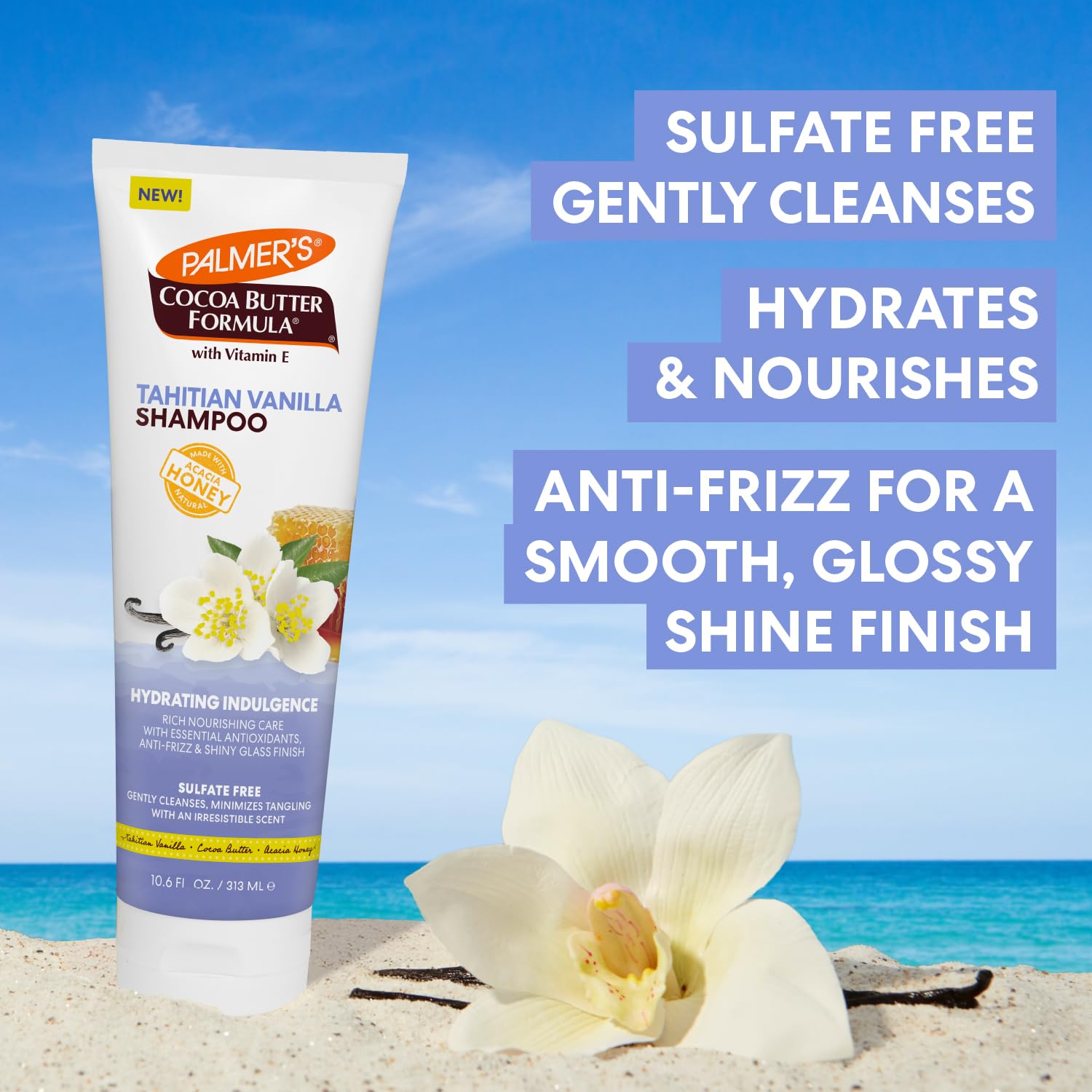 Palmer's cocoa butter and acacia honey ingredients highlighting nourishing benefits