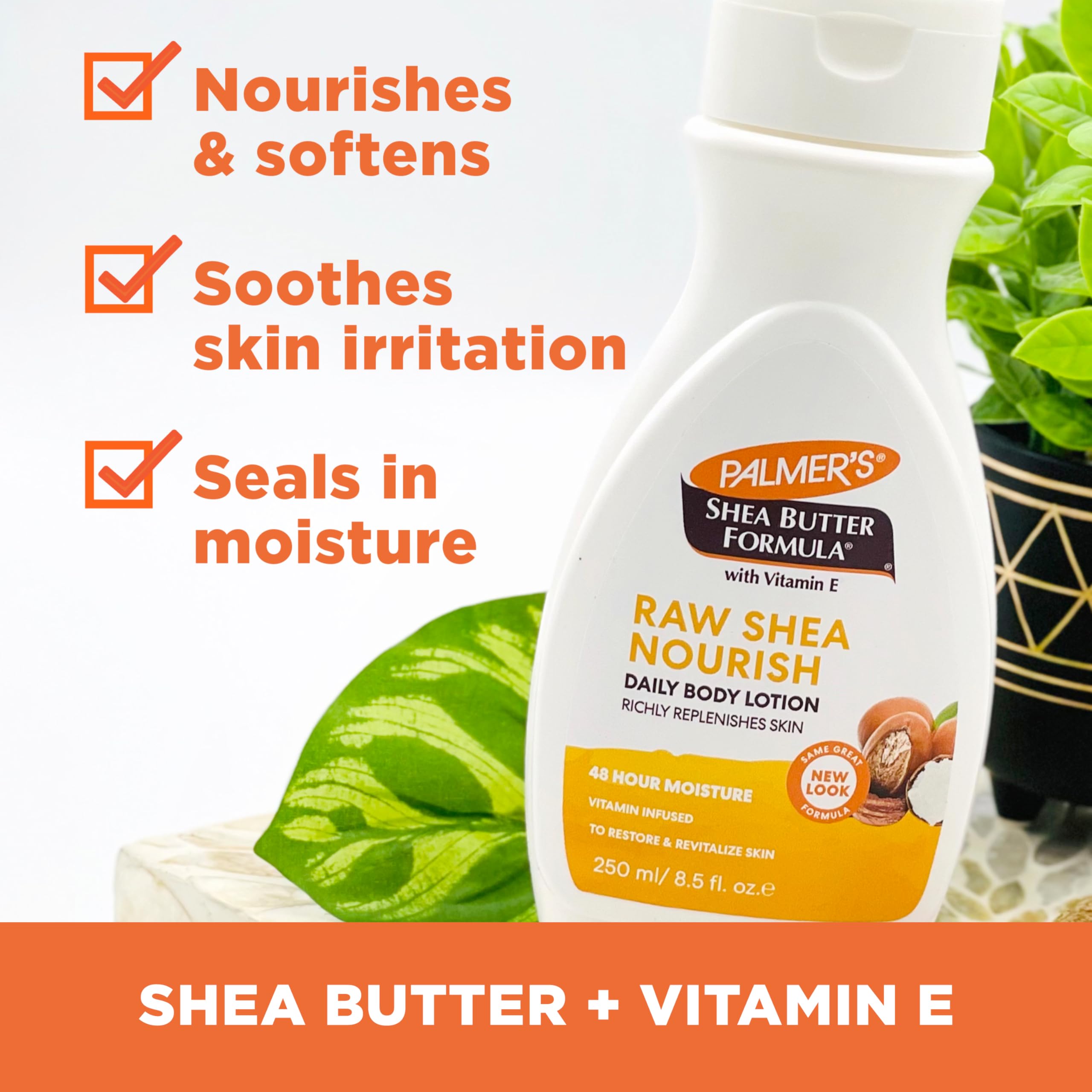 Palmer's shea butter lotion applied to hands and neck to soothe dry skin