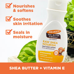 Palmer's shea butter lotion applied to hands and neck to soothe dry skin