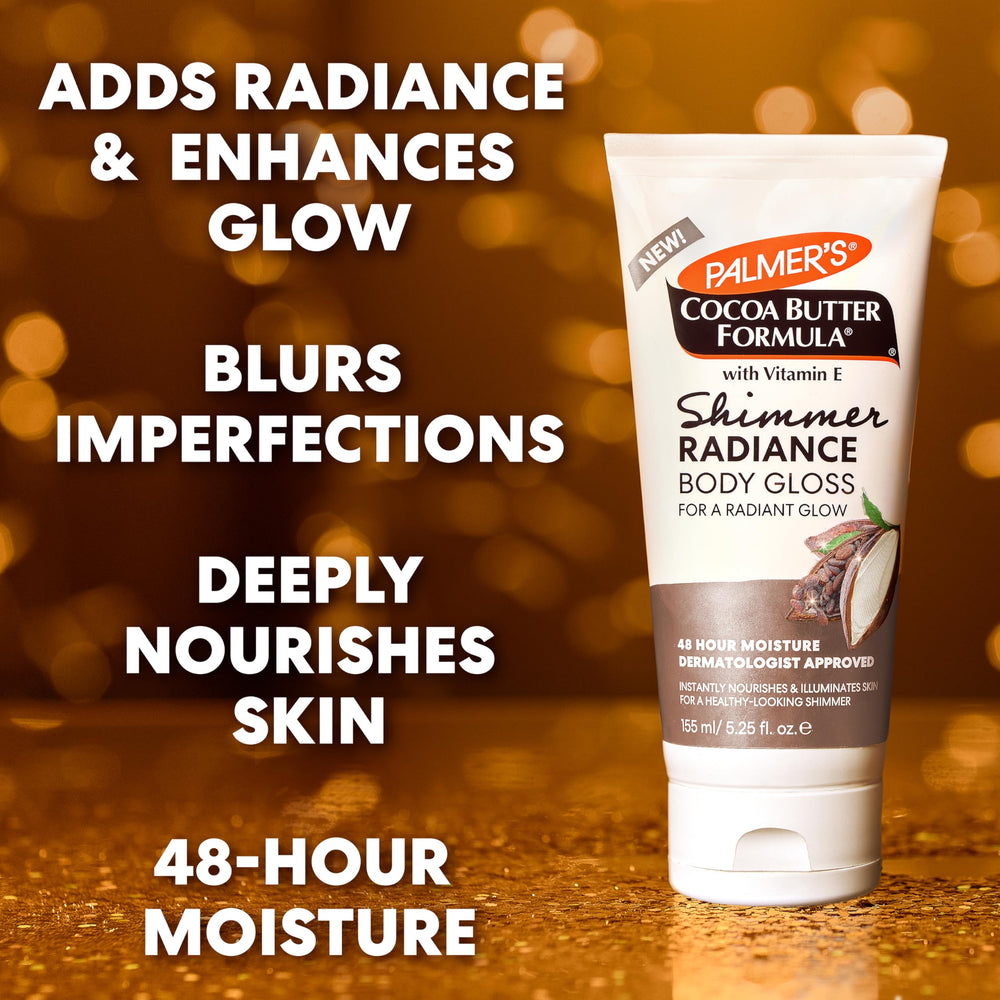 Palmer's product label showing cocoa butter and vitamin E ingredients benefit