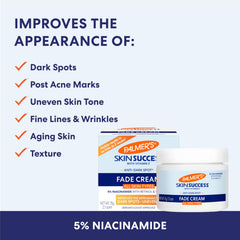Palmer's label with ingredient highlights including 5% niacinamide and benefits