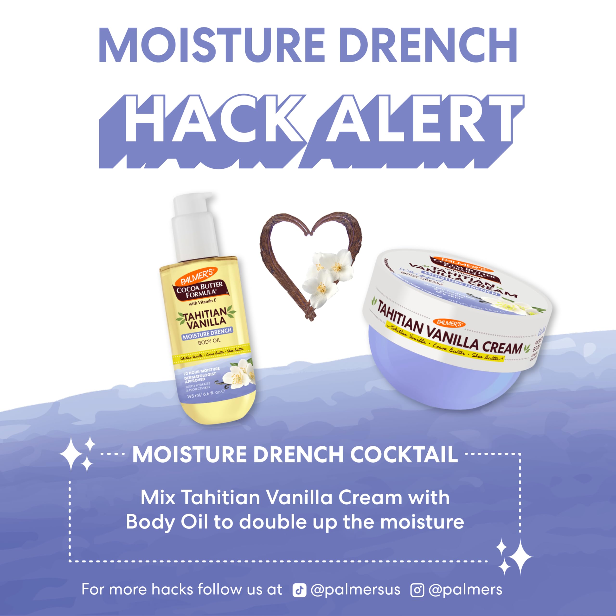 Palmer's product label close-up showing dermatologist-approved and vegan benefits