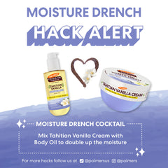 Palmer's product label close-up showing dermatologist-approved and vegan benefits