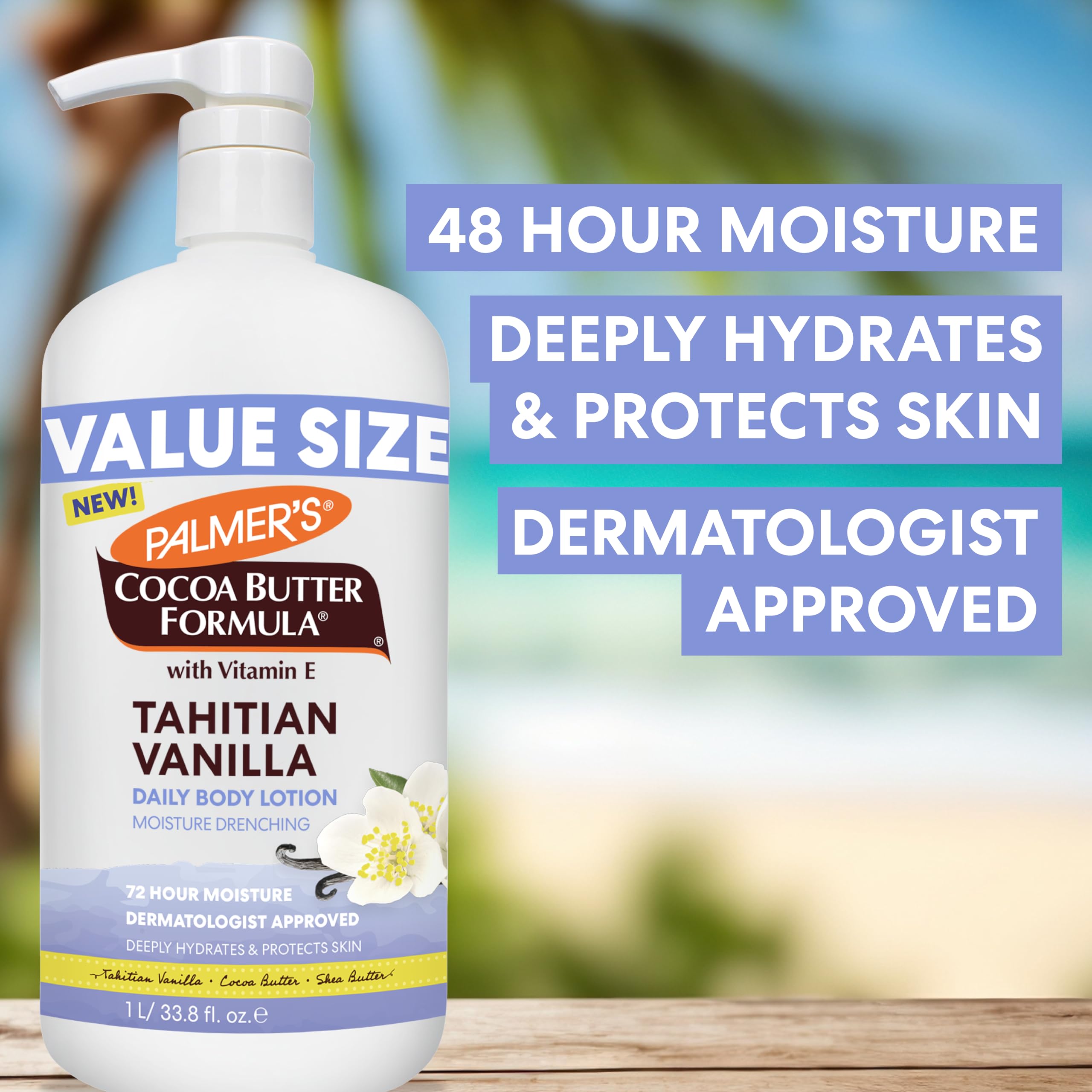 Palmer's close-up of creamy lotion texture highlighting fast absorption