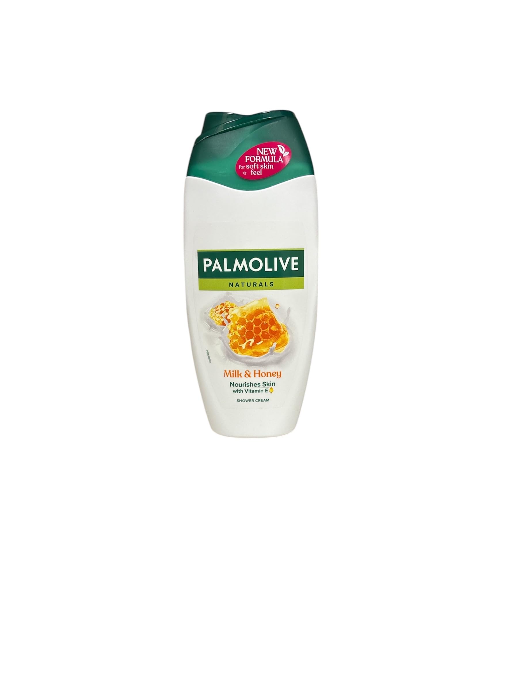 Palmolive Milk & Honey front bottle showing label and 250ml size for easy storage benefit