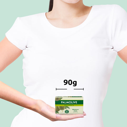 Single Palmolive Olive & Milk soap bar angled to show shape and smooth finish for gentle cleanse