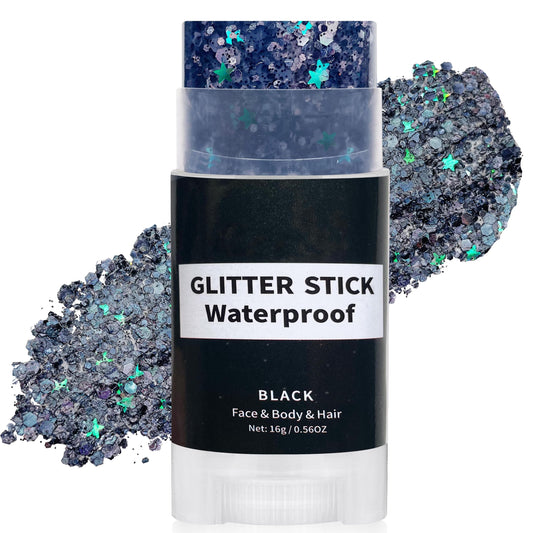 paminify front packaging showing black glitter stick and compact portability benefit